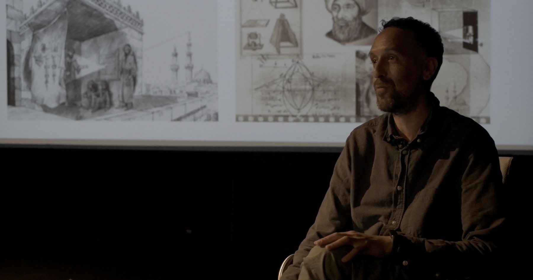 Ventilator Cinema interview still with projection drawings
